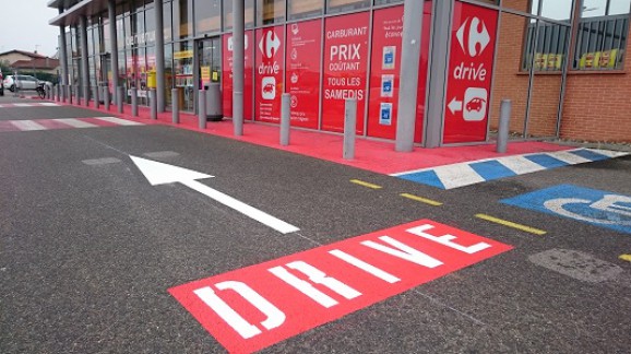 carrefour-market-drive-marquage-signalisation-lézat sur lèze